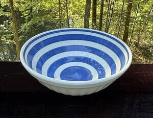 Lovely LA Primula Pasta Bowl White With Blue Stripes ITALY